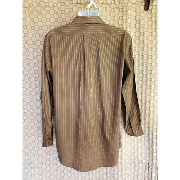 Men's Dress Shirt Spread Collar Long Sleeve Wrinkle Free Stretch Shirt Brown XL - Picture 4 of 6